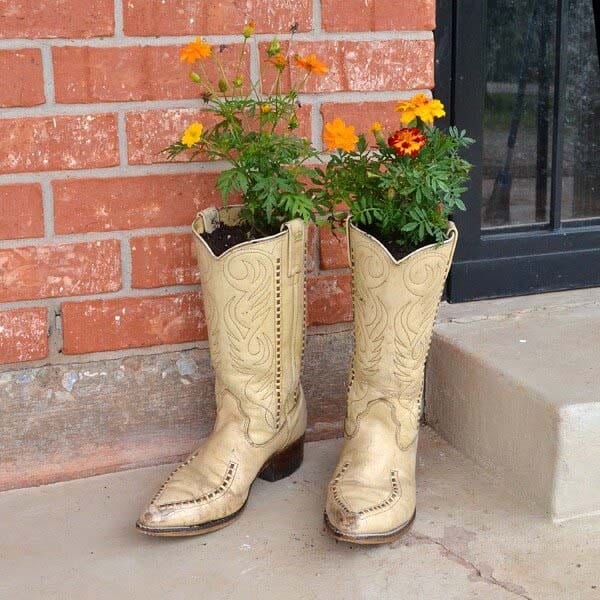 Repurposed Western Boot Planters