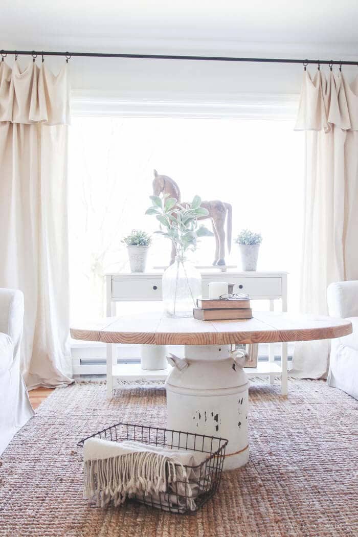 Turn a Painted Milk Jug into a Rustic Wooden Table Base