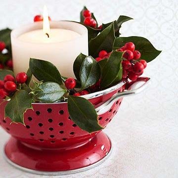 Make a Festive Red Colander Centerpiece