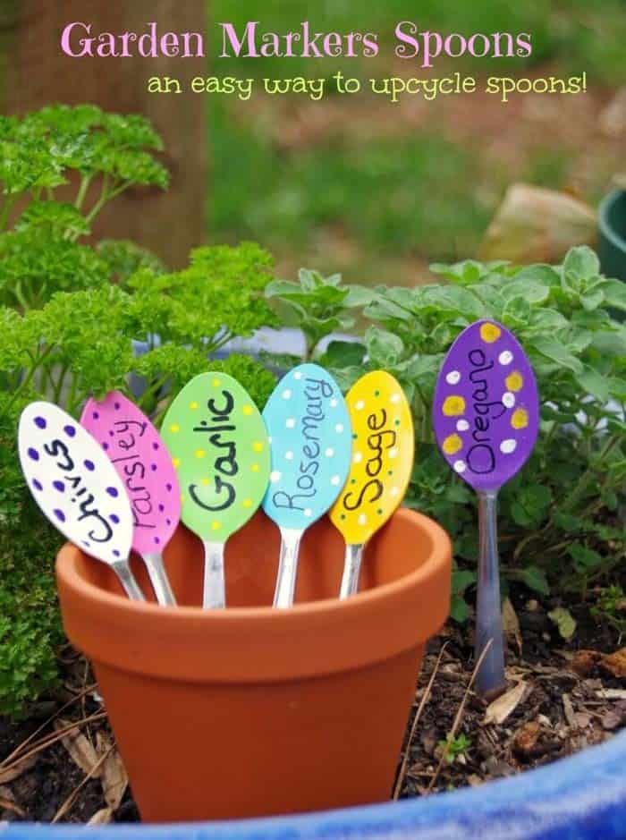 Upcycled Spoons Make Colorful Garden Markers