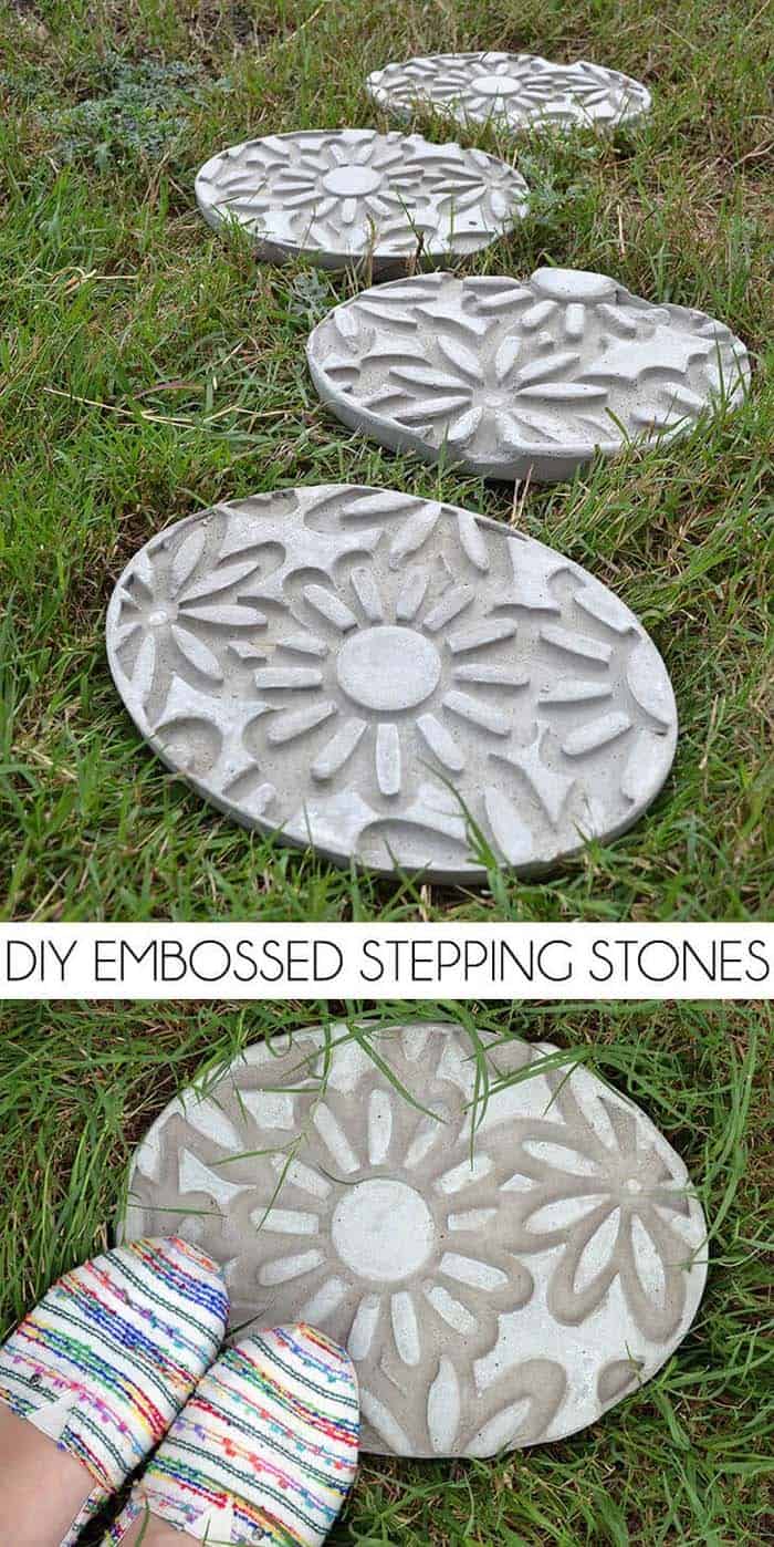 Garden Stepping Stones from Concrete and Rubber Doormats