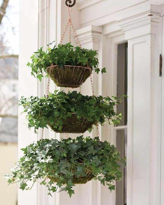 Three-Tiered Hanging Planters with Wire Baskets