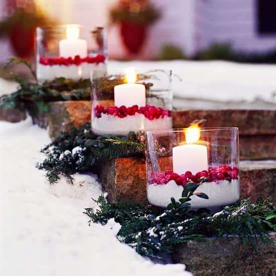 Light Up Outdoors with Chic Cranberry Candleholders