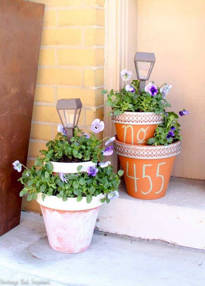 Stacked Terracotta Pot Floral Planters