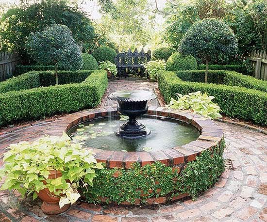 Fountain From Urn and Brick Pond