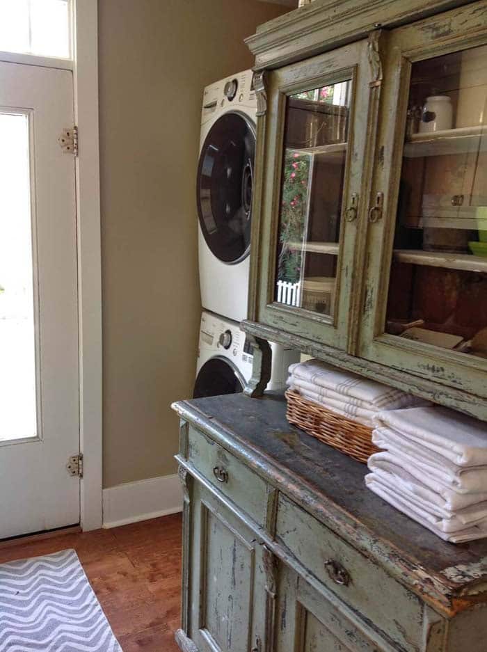 Reuse A Hutch As A Laundry Room Organizer