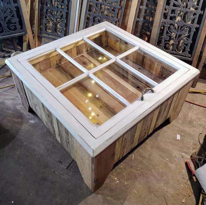 Display Coffee Table From Window & Reclaimed Wood