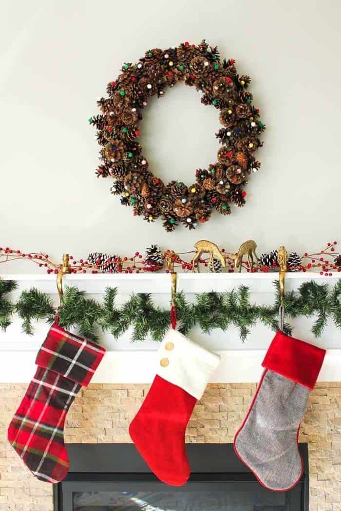 Pinecone Wreath For Cheerful Mantel Decor