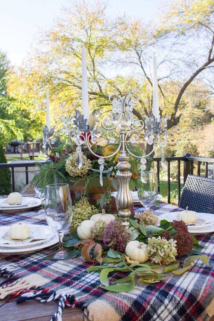 Uplift Your Porch Table with Plaid and Pumpkin Decor