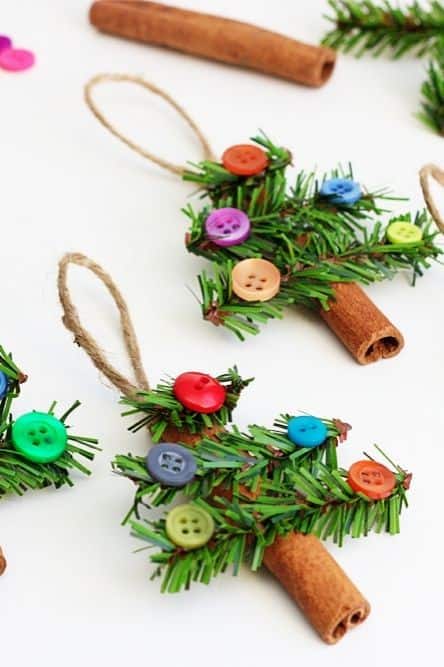 Get Crafty with Mini Cinnamon Sticks Trees with Buttons