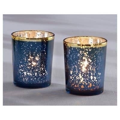 Make Enchanting Luminaries with Blue and Gold Mercury Glass