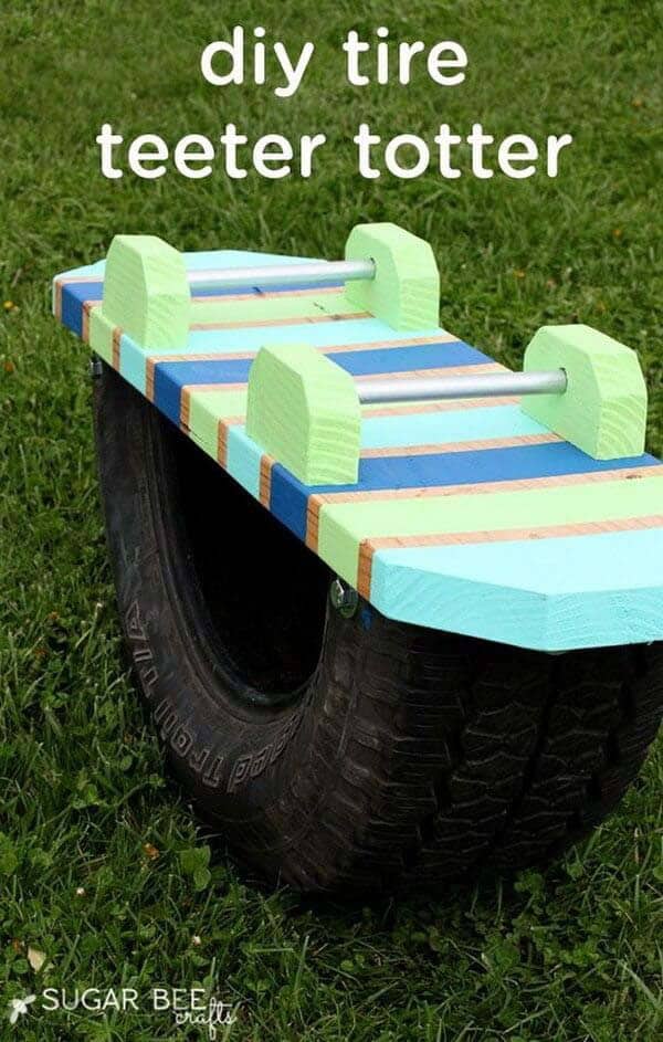 Upcycled Tire Teeter Totter