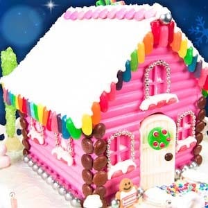 Add Color with a Pink Chocolate Gingerbread House