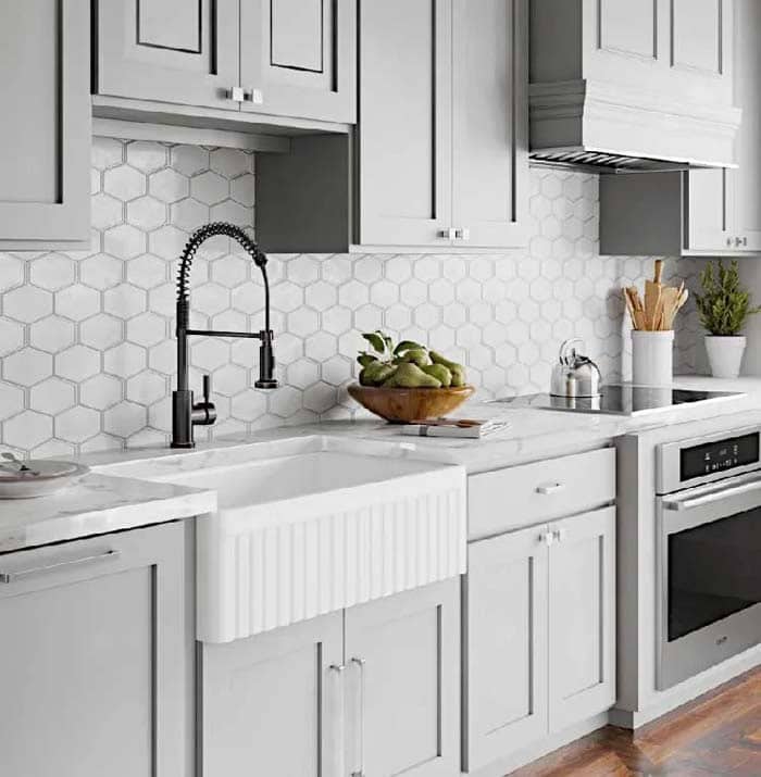 Honeycomb Shape Tiles For Modern Farmhouse Kitchen Decor