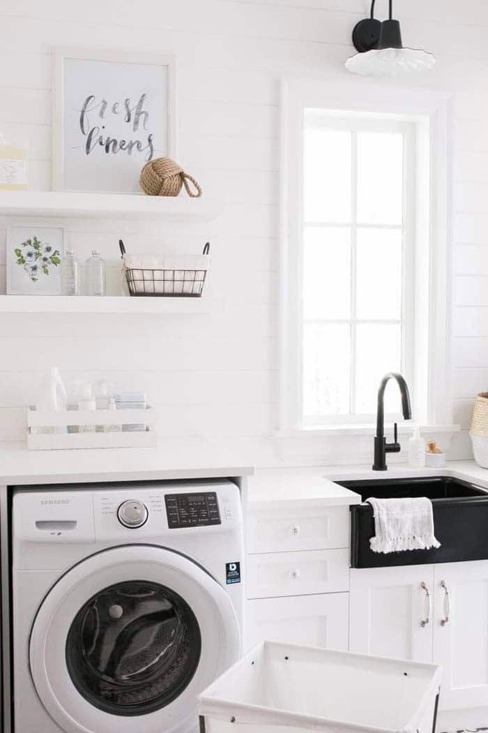 Black Sink Pops In Crisp White Space