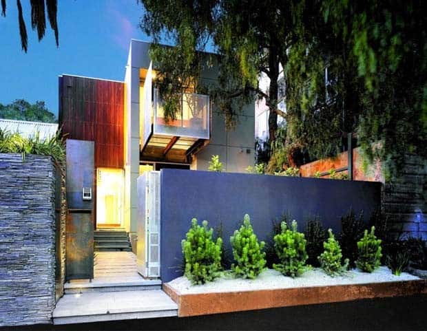 Pea Gravel Bed With Pine Trees