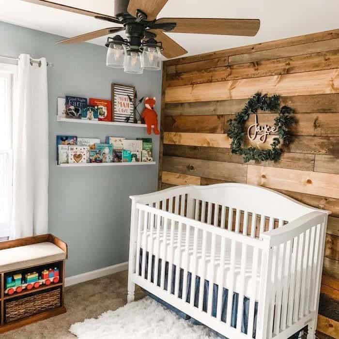 Pine Pallet Wall For A Nursery Room