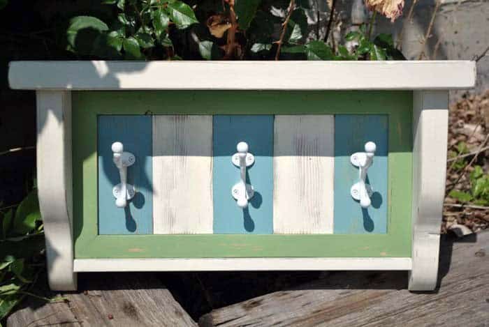 Bright Green-Framed Shelf with Hanging Hooks