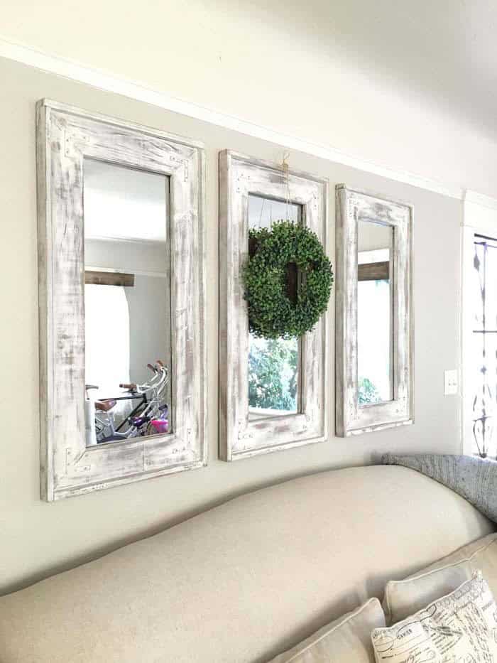 Distressed Framed Mirror Trio