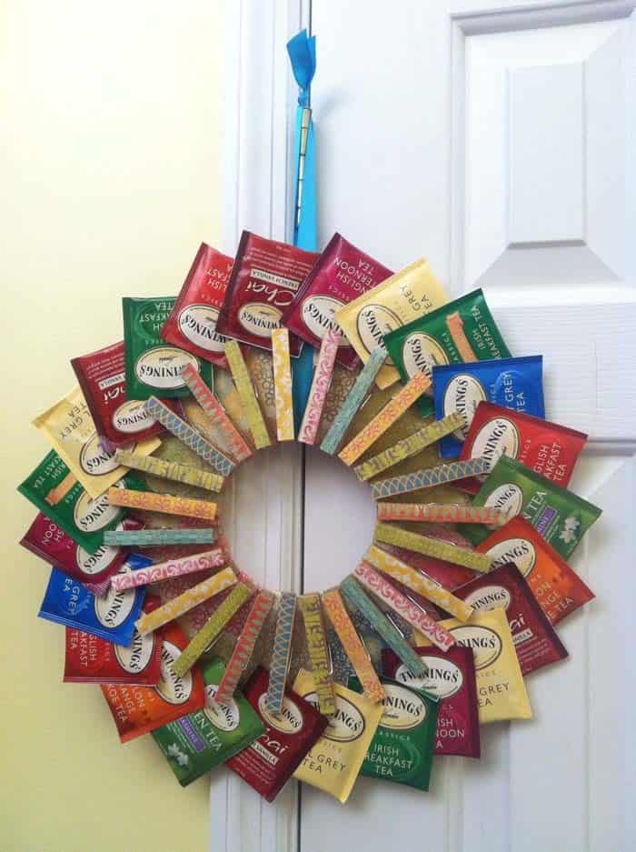 Clothespin Handmade Wreath for Tea Lovers