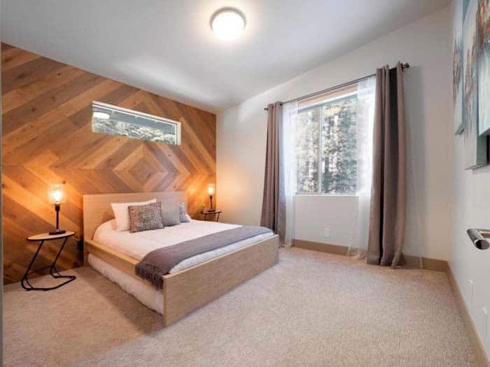 Wood Accent Wall With A Diamond Pattern