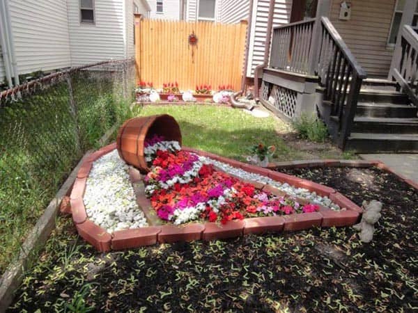 Decorate with a Wine Barrel Brick Flower Bed