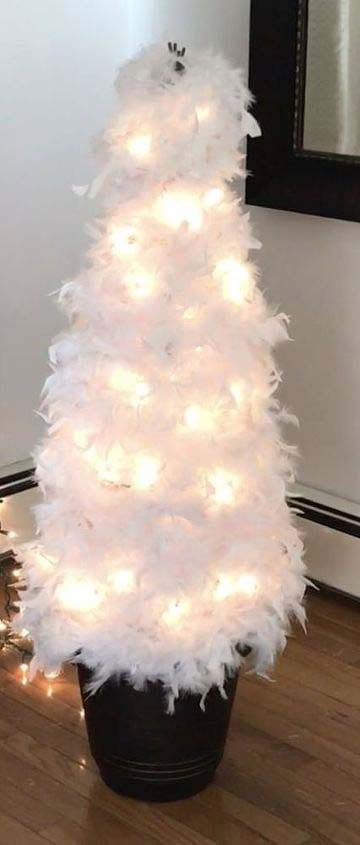 Add Lights to an Elegant Feathered Christmas Tree