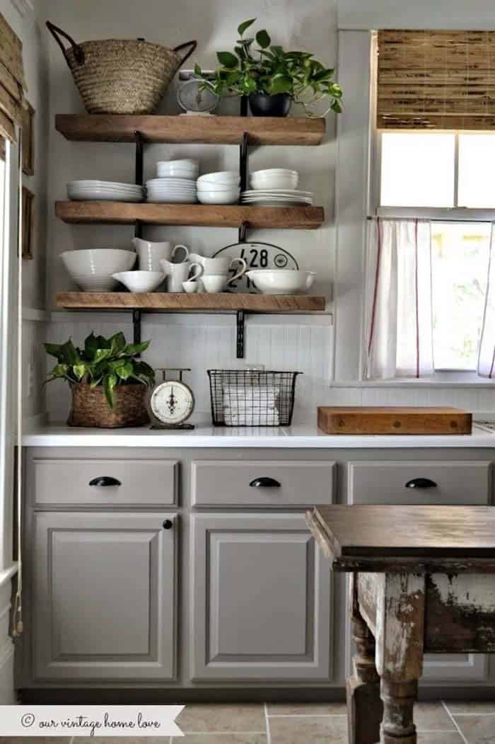 Display Ceramicware In A Stylish Gray Kitchen