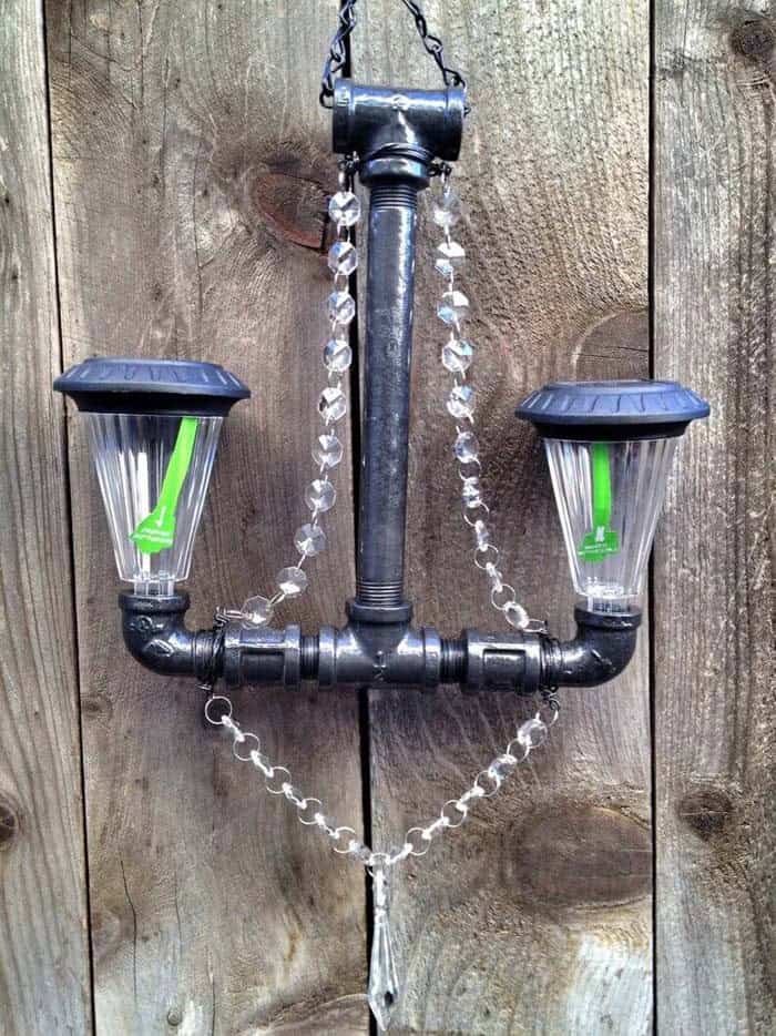 Use Industrial Pipes to Make a Solar Light Chandelier