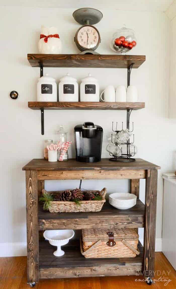 Create a Rustic Coffee Station with Wood Accents