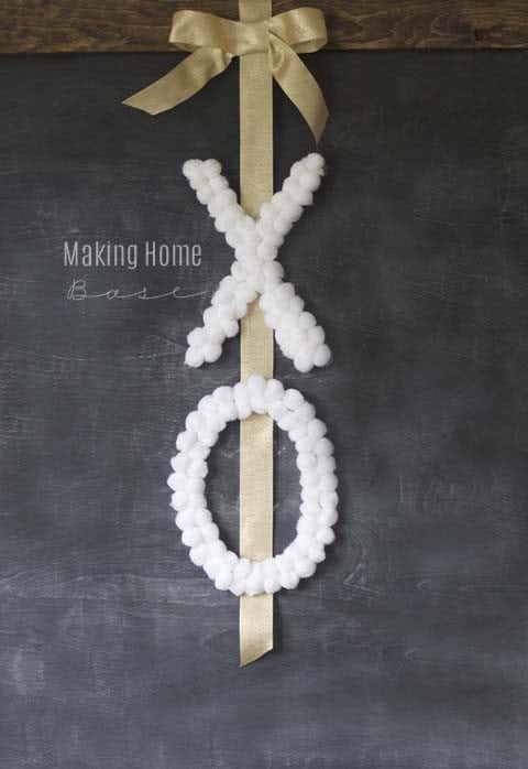 Make an Adorable White Pom-Pom XO Wreath