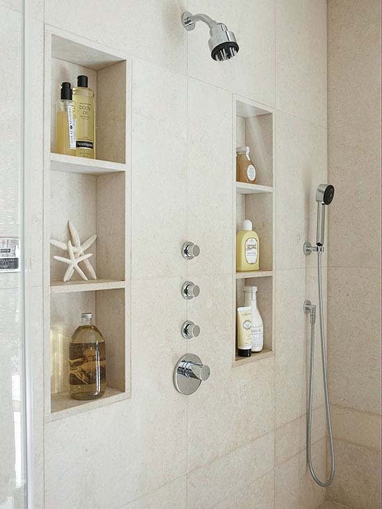 Wall Recessed Shelves Offer Chic Storage