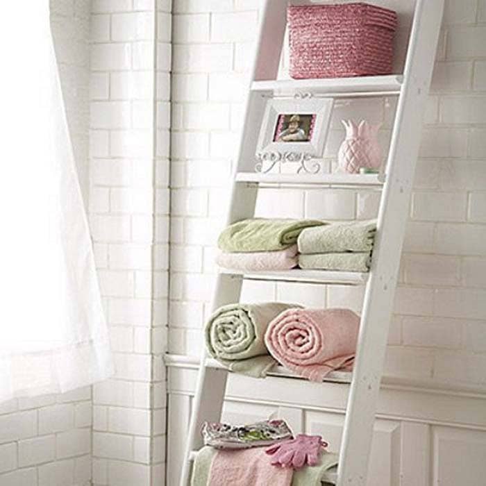 Store Your Towels on a White Ladder