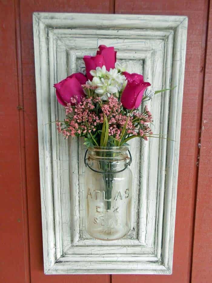 Antique Mason Jar Holds Vibrant Florals