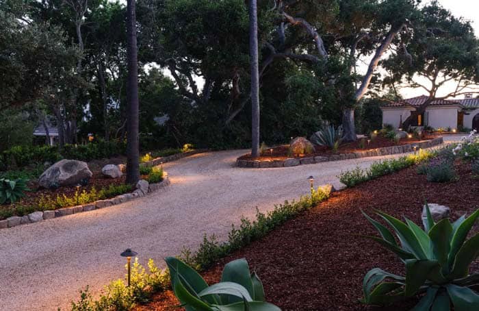 Mulched Garden With Solar Lights