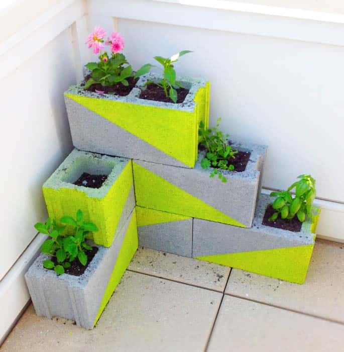 Create a Colorful Cinder Block Garden with Neon Paint