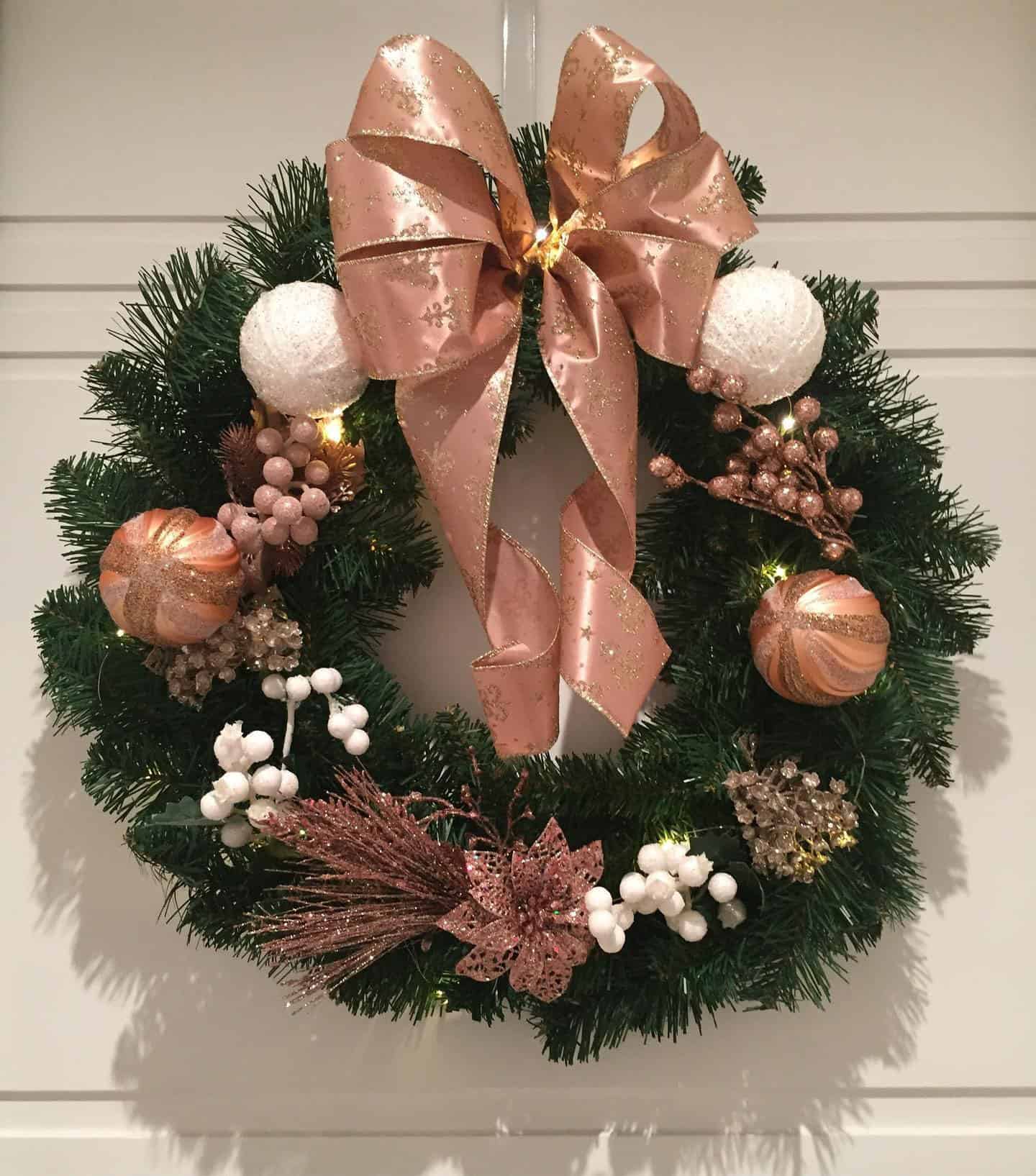 Wreath With Rose Gold Ornaments