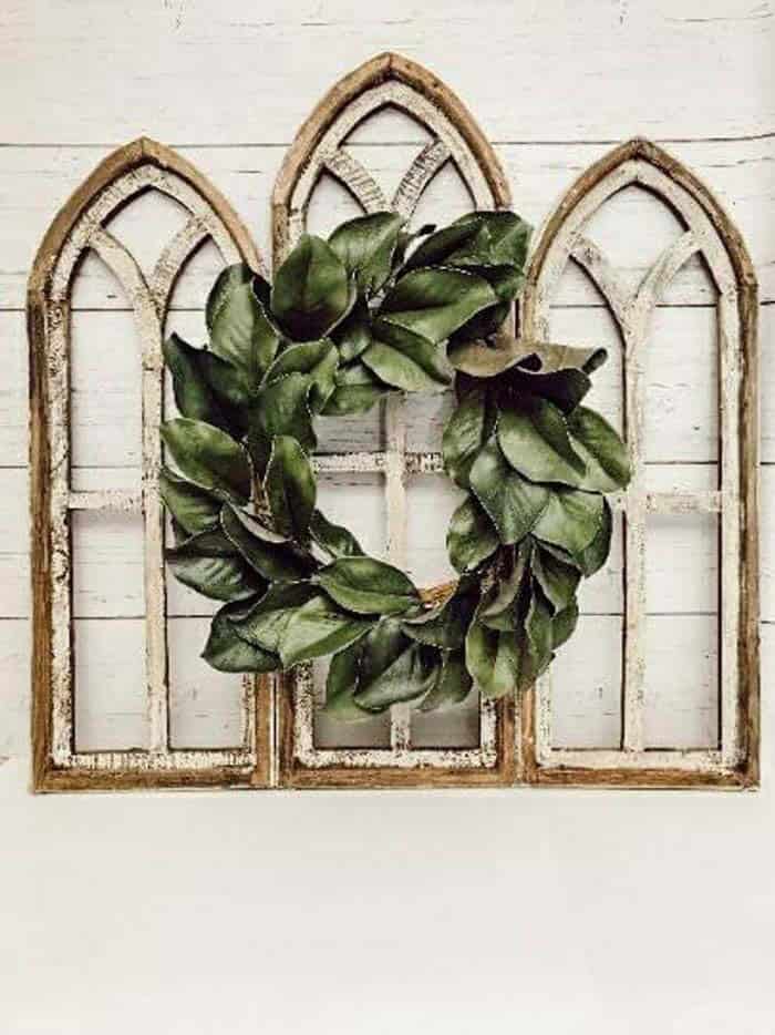 Simple Greenery With A Distressed Window Frame