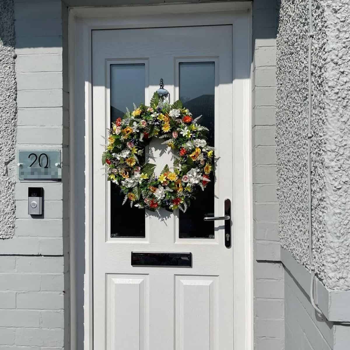 Round Wreath With Faux Flowers