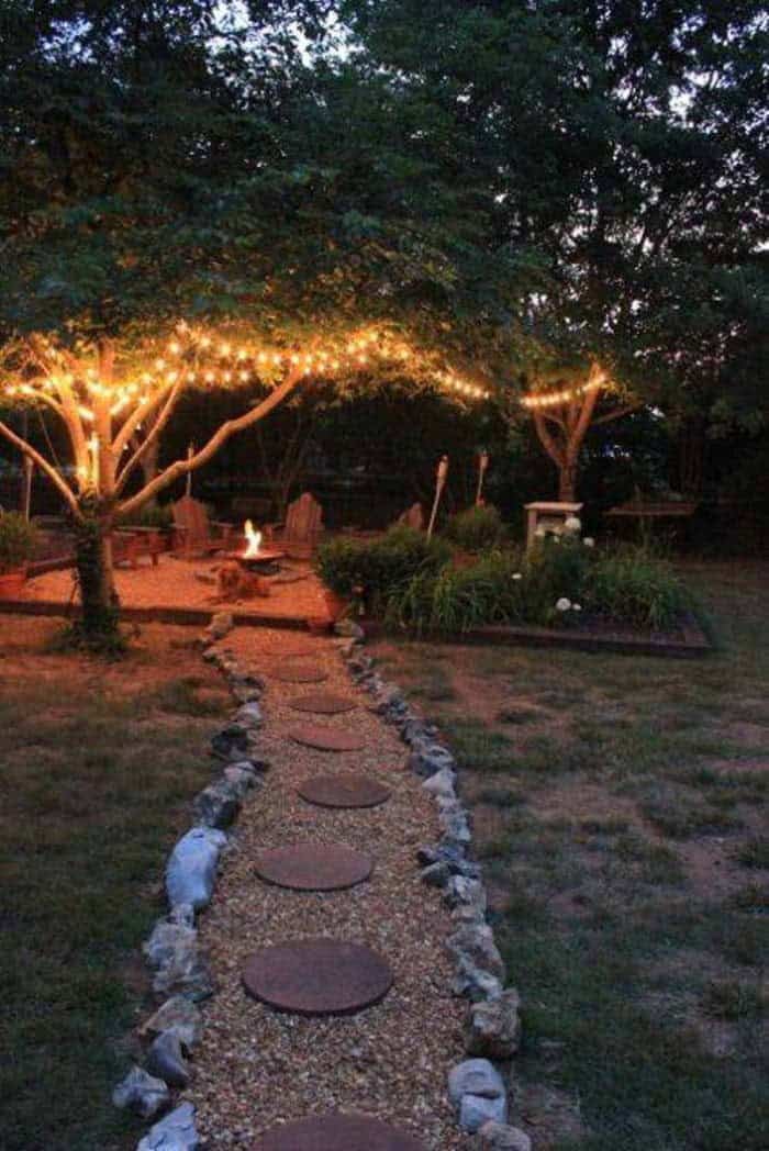 Magical Lit Fire Pit Area