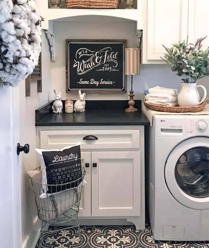 Classic Black And White Farm Style Laundry