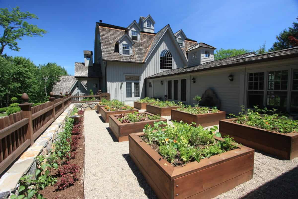 Gravel Garden With Raised Flower Beds