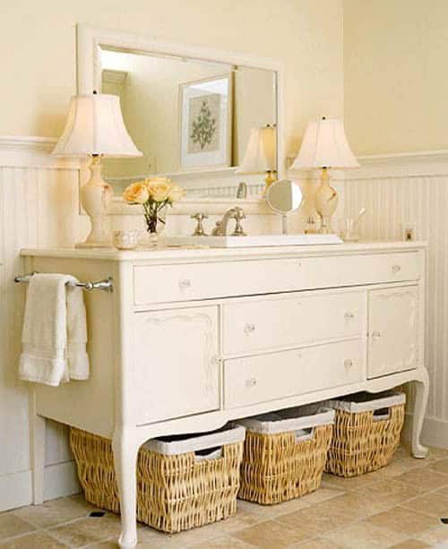 Maximize Bathroom Storage with Woven Baskets