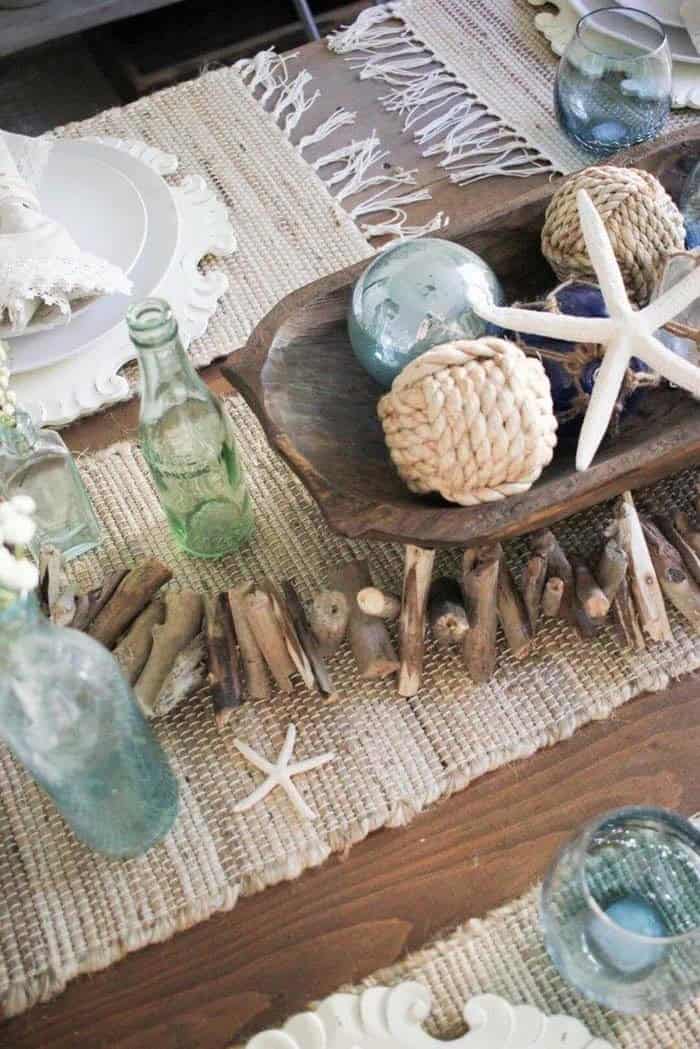 Coastal Decor Scheme for Redecorating a Farmhouse Table