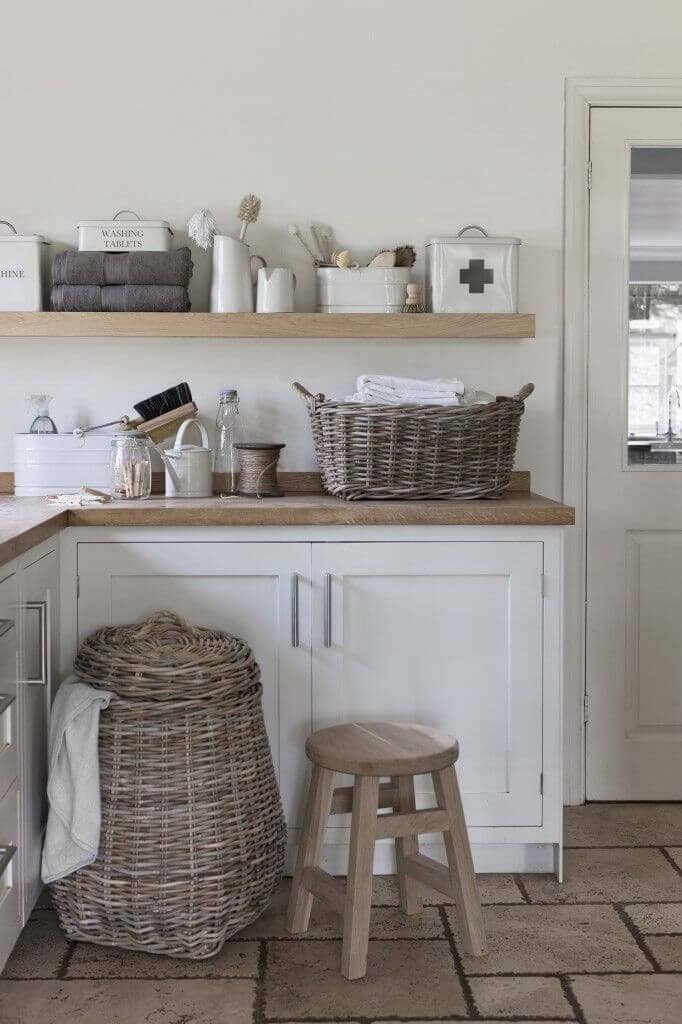 Decorate a White Laundry Room with Grey Accents