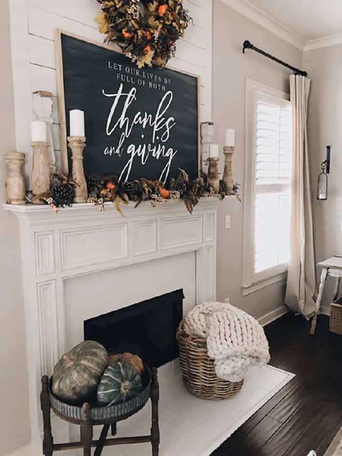 Show Gratitude with a Chic Chalkboard Mantel Decor