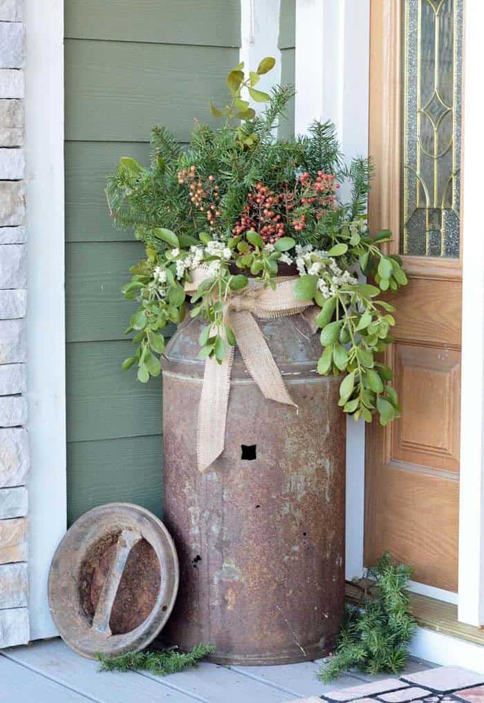 Rejuvenate Your Entrance with a Rustic Milk Can Planter