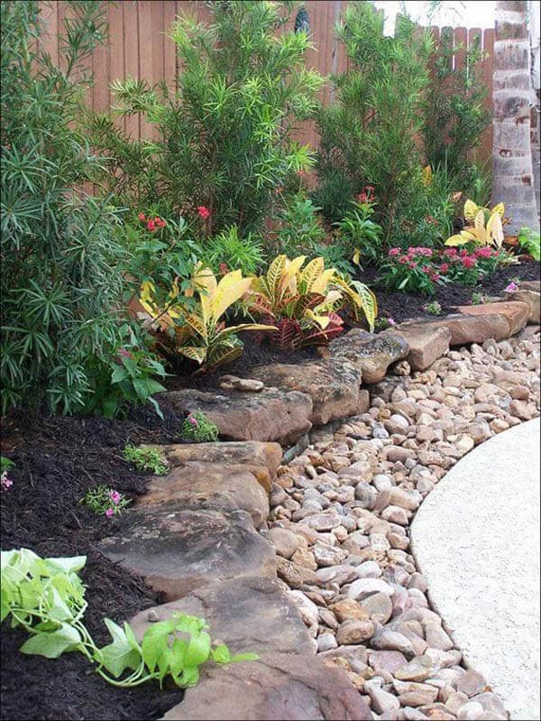 Use Large Rocks and Small stones to Border Path