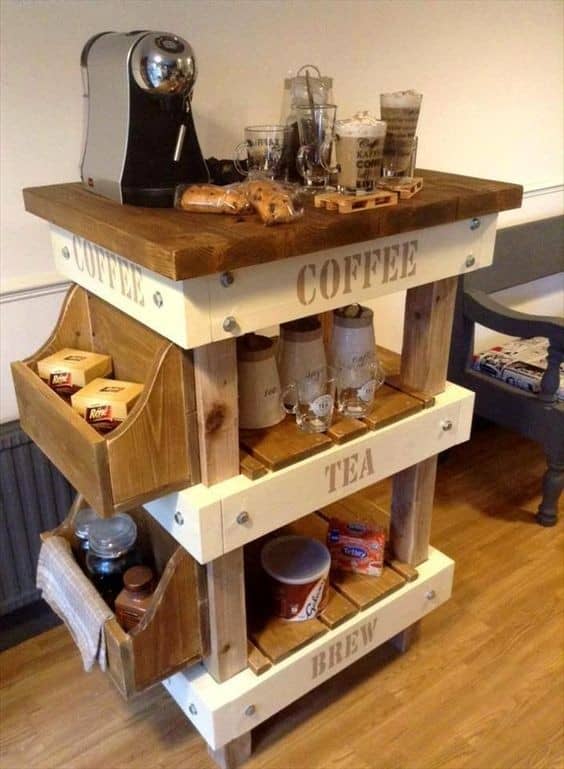 DIY Coffee Bar Creation with Wooden Pallets