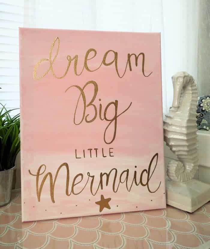 Dream Big Little Mermaid Pink Canvas Art